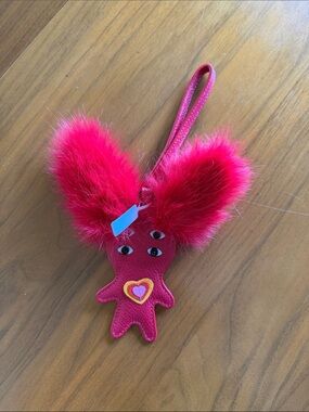 Fluffy Fella Charm - Red Leather Bag Charm